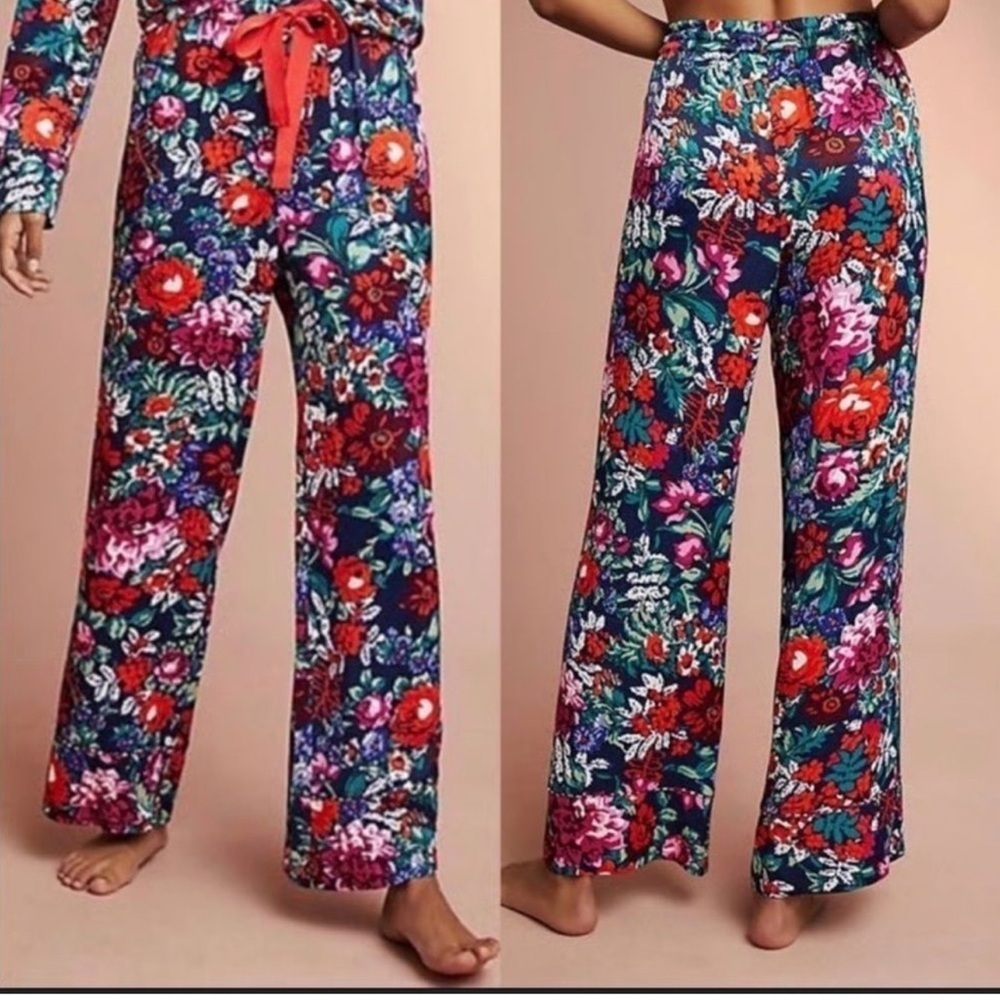 Anthropologie Floreat Pajama Set 2 piece XSmall Floral Colorful Top & Pants Boho - Picture 3 of 13